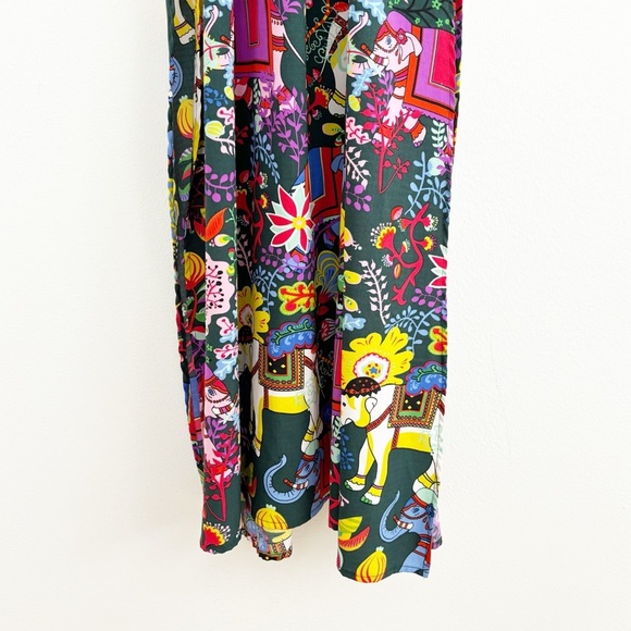American & Beyond Boho Novelty Print Elephant Floral Coastal Maxi Dress Size M - Picture 12 of 14